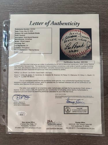 Baseball autografato lou brock - autografato,